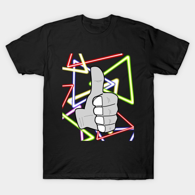 Thumbs up hand drawing triangle geometric pattern background. T-Shirt by zinfulljourney